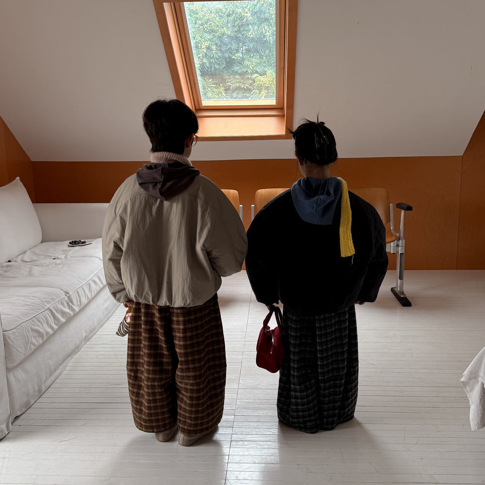 ショートコート・ジャケット・ジャンパー ブルゾンジャケット キッズ 中綿 厚手 ラウンドネック ショート丈 オーバーサイズ アウター【mh0011666】