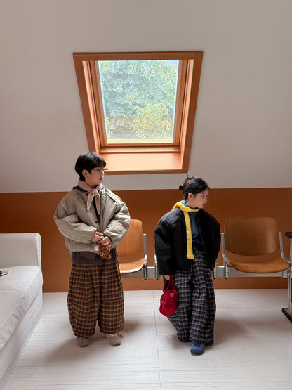 ショートコート・ジャケット・ジャンパー ブルゾンジャケット キッズ 中綿 厚手 ラウンドネック ショート丈 オーバーサイズ アウター【mh0011666】