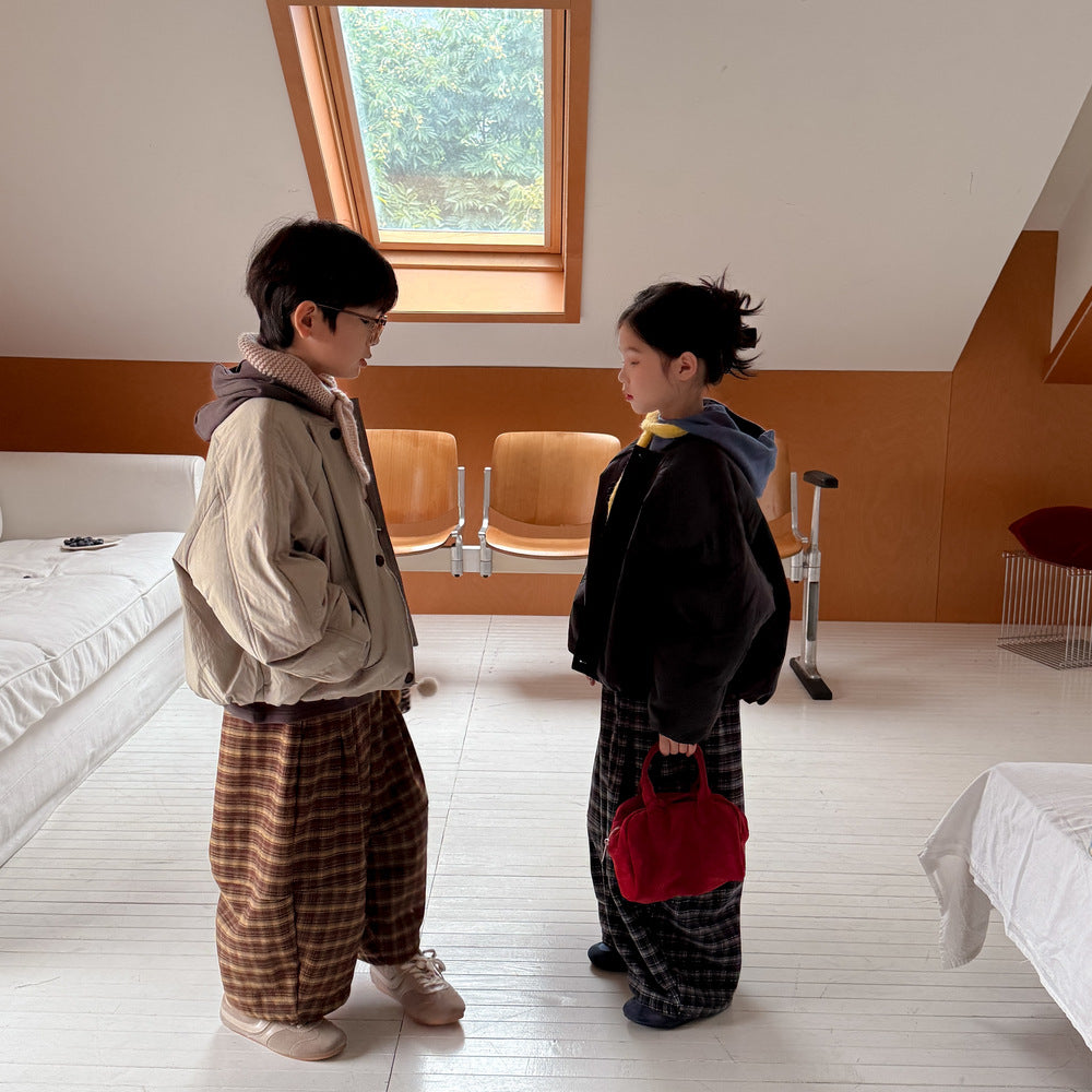 ショートコート・ジャケット・ジャンパー ブルゾンジャケット キッズ 中綿 厚手 ラウンドネック ショート丈 オーバーサイズ アウター【mh0011666】