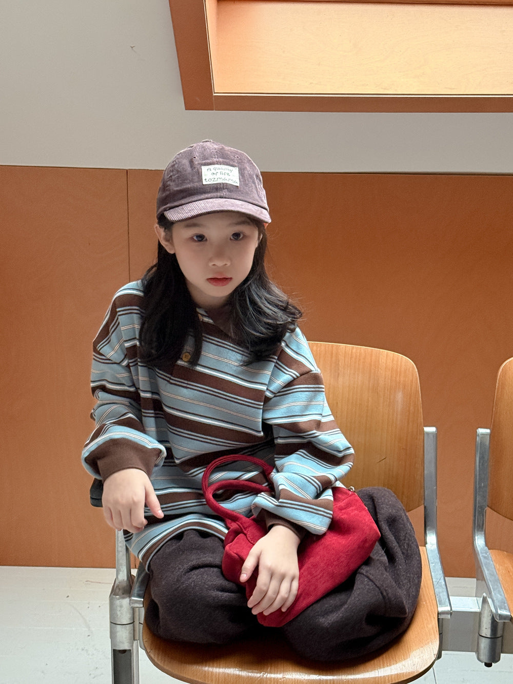 長袖シャツ・ブラウス 長袖ポロシャツ キッズ ボーダー柄 裏起毛 厚手 ゆったり カジュアル トップス【mh0011669】