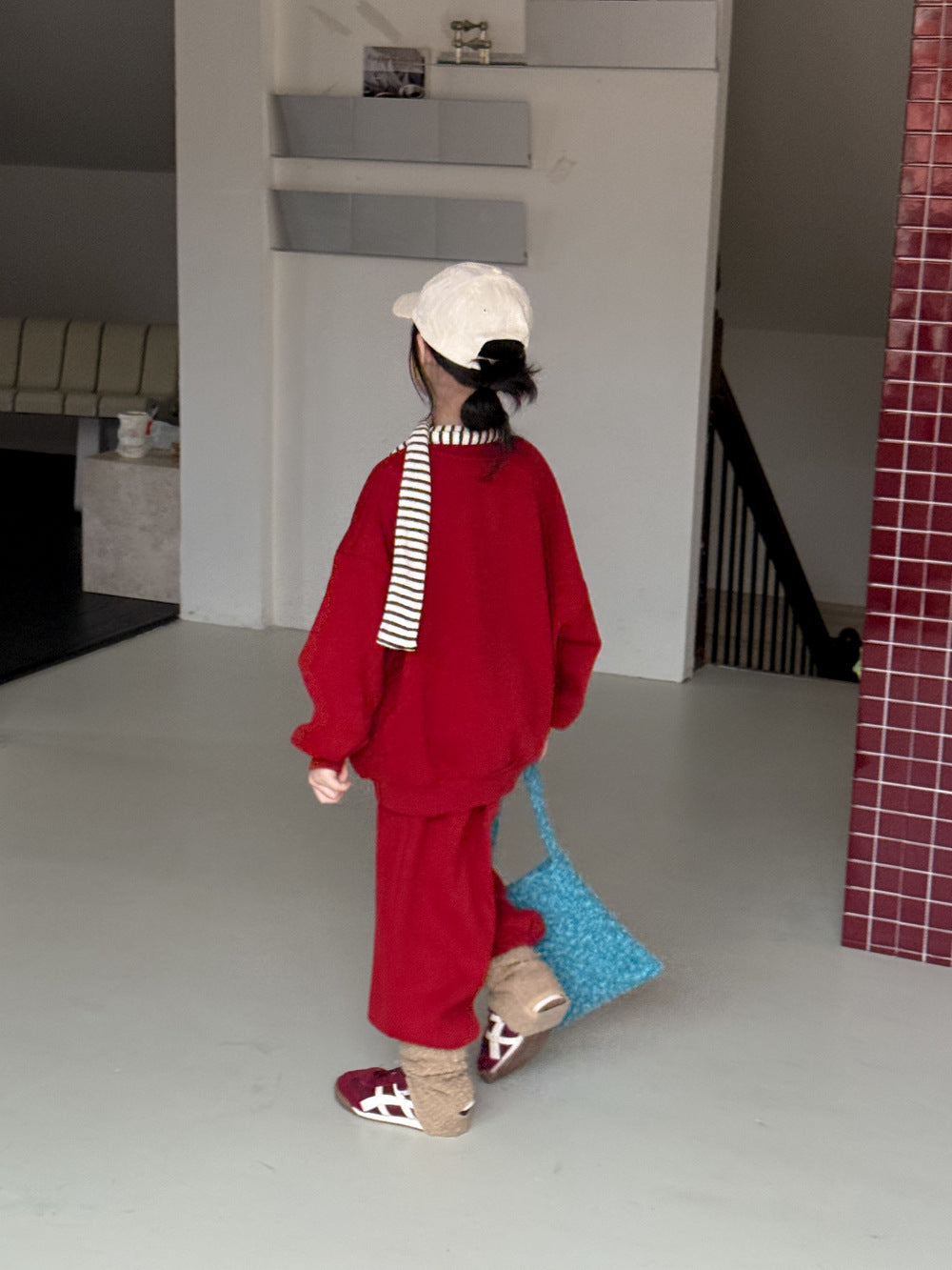 長袖セットアップ セットアップ キッズ 裏起毛 ロゴ 厚手 スウェット カジュアル ルーズフィット【mh0011670】