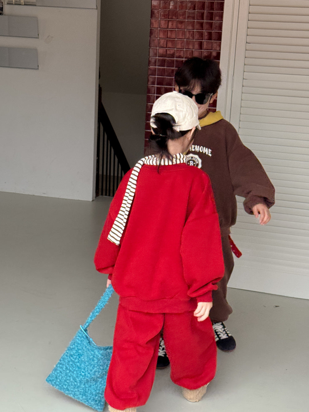 長袖セットアップ セットアップ キッズ 裏起毛 ロゴ 厚手 スウェット カジュアル ルーズフィット【mh0011670】