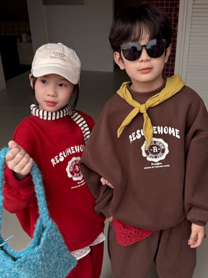 長袖セットアップ セットアップ キッズ 裏起毛 ロゴ 厚手 スウェット カジュアル ルーズフィット【mh0011670】