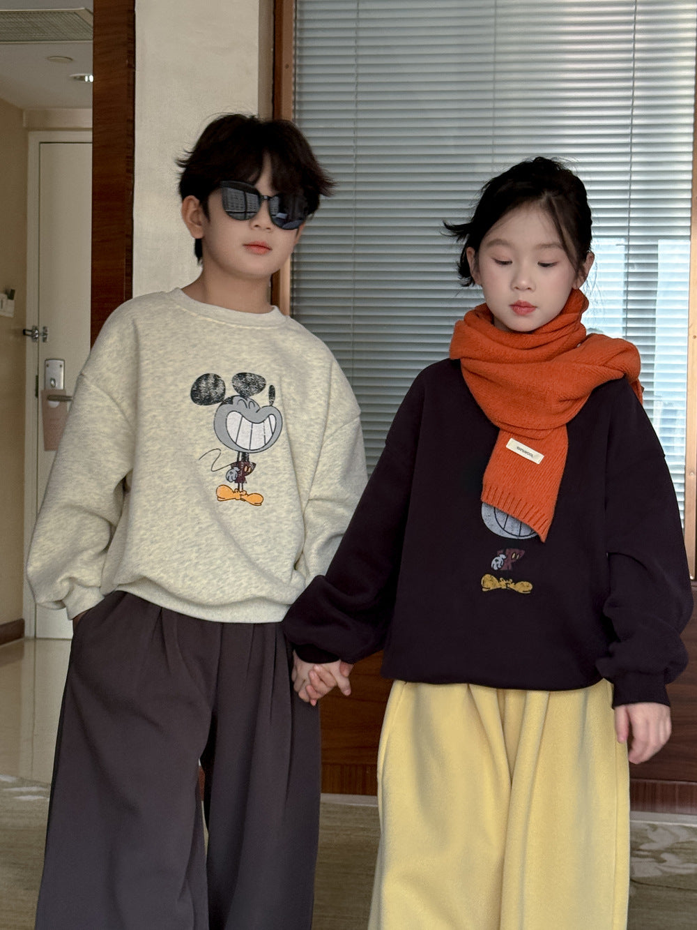 ロングパンツ・スウェットパンツ スウェットパンツ キッズ 裏起毛 厚手 無地 ストレート ルーズフィット【mh0011672】