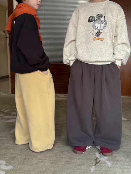 ロングパンツ・スウェットパンツ スウェットパンツ キッズ 裏起毛 厚手 無地 ストレート ルーズフィット【mh0011672】