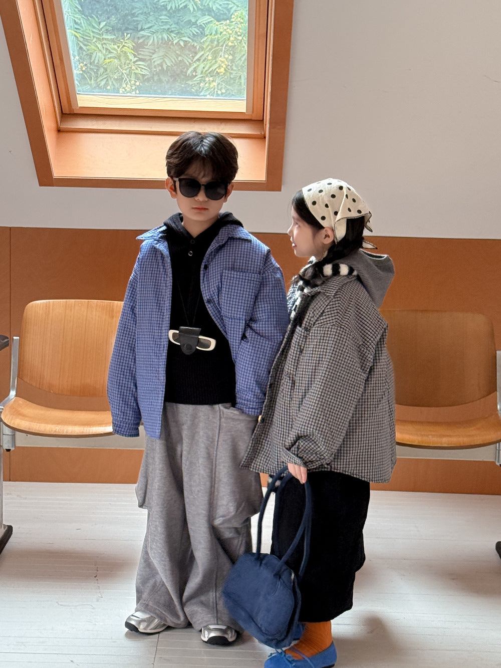 ショートコート・ジャケット・ジャンパー シャツジャケット キッズ チェック柄 中綿 厚手 ルーズフィット カジュアル アウター【mh0011673】