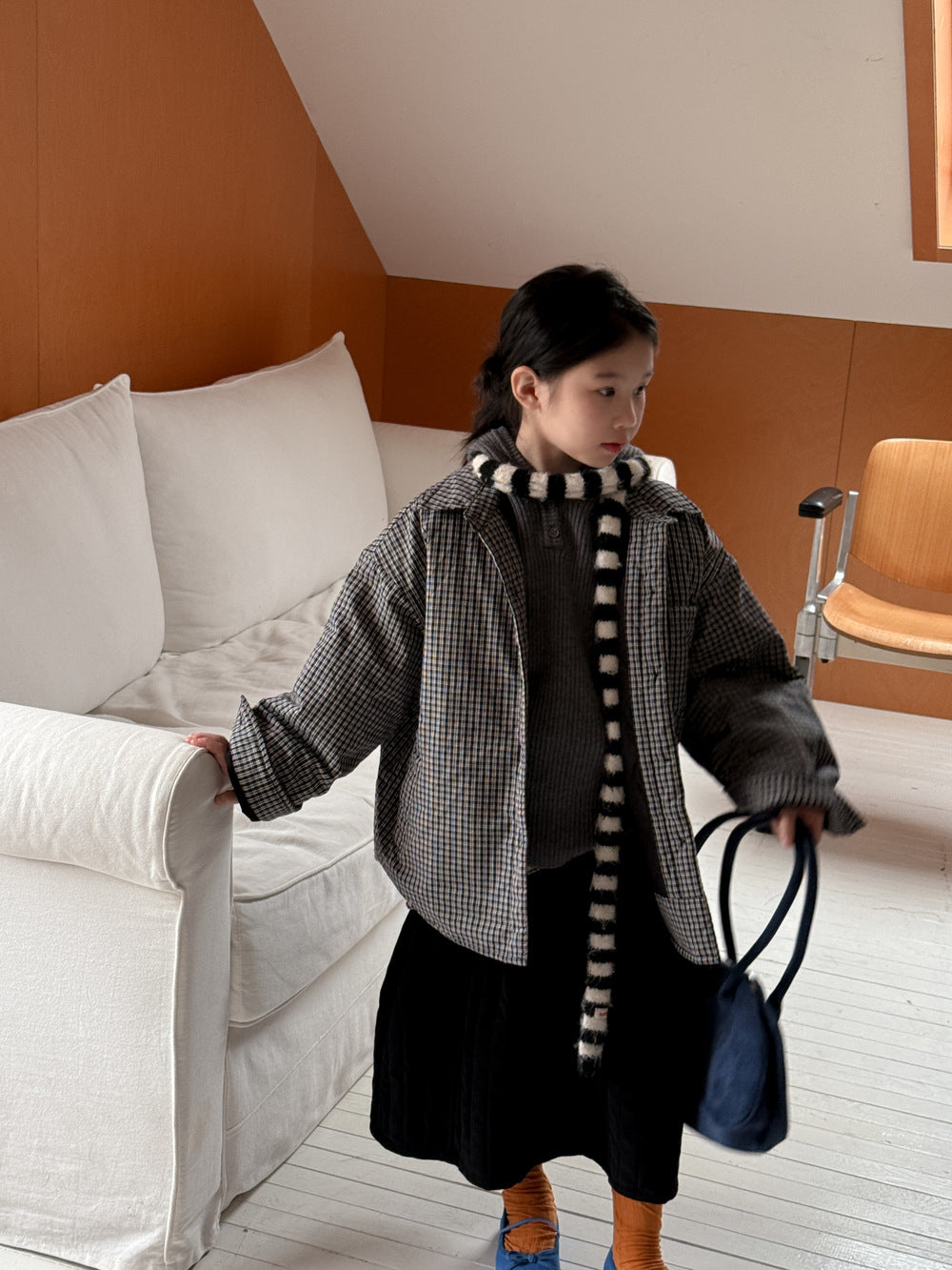 ショートコート・ジャケット・ジャンパー シャツジャケット キッズ チェック柄 中綿 厚手 ルーズフィット カジュアル アウター【mh0011673】