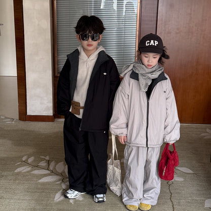 長袖セットアップ セットアップ キッズ 中綿 厚手 キルティング スタンドカラー カジュアル【mh0011675】