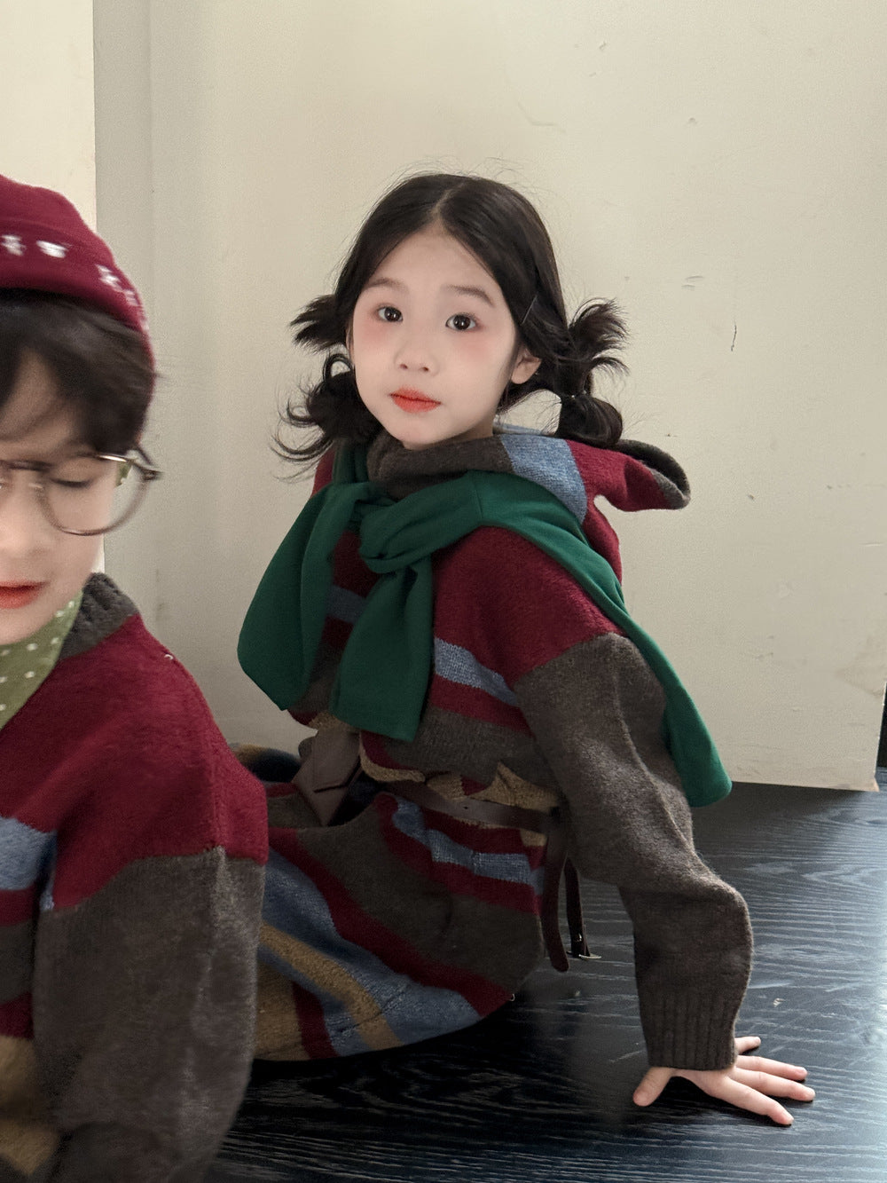 ニット・セーター ニットワンピース/セーター キッズ ボーダー柄 厚手 ルーズフィット 兄弟姉妹 お揃い【mh0011676】