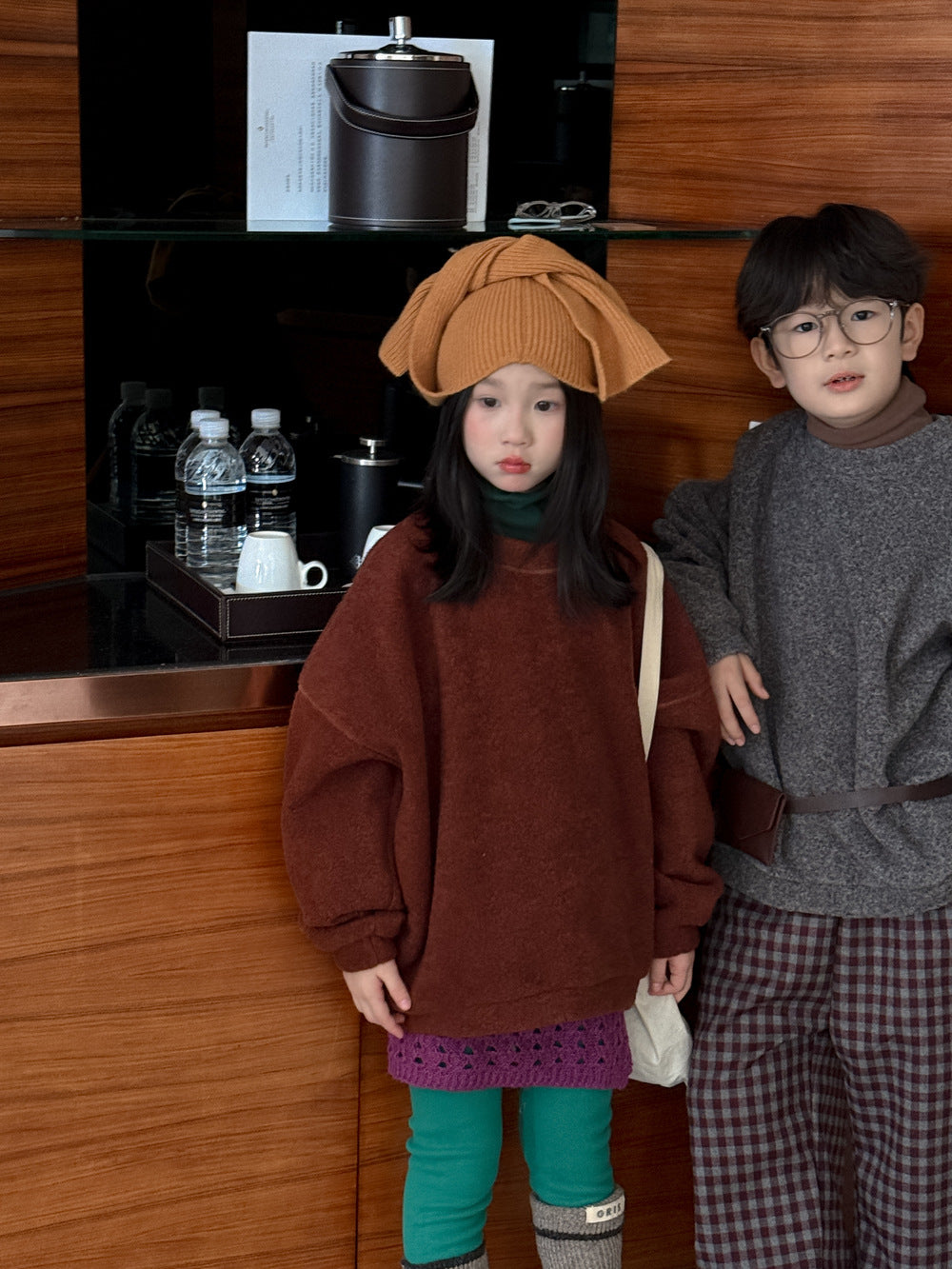 トレーナー・フーディ スウェットシャツ キッズ 裏起毛 厚手 クルーネック 無地 ルーズフィット トップス【mh0011683】