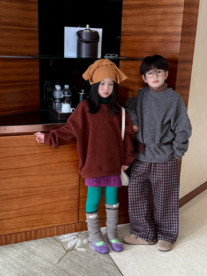 トレーナー・フーディ スウェットシャツ キッズ 裏起毛 厚手 クルーネック 無地 ルーズフィット トップス【mh0011683】