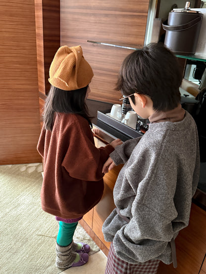 トレーナー・フーディ スウェットシャツ キッズ 裏起毛 厚手 クルーネック 無地 ルーズフィット トップス【mh0011683】