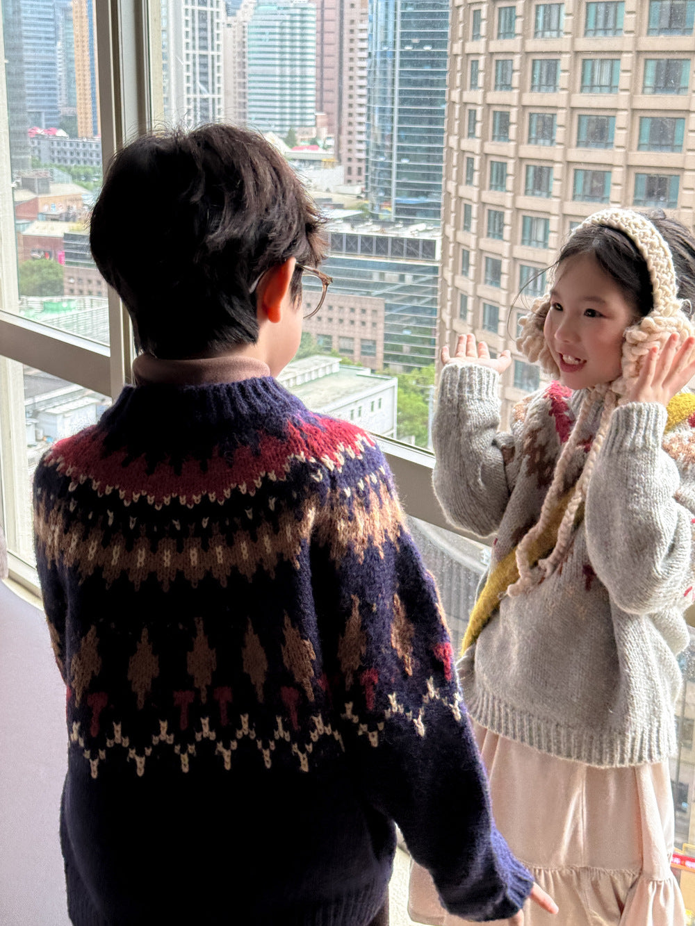 ニット・セーター ニットセーター キッズ 求心柄 厚手 クルーネック ルーズフィット カジュアル【mh0011684】