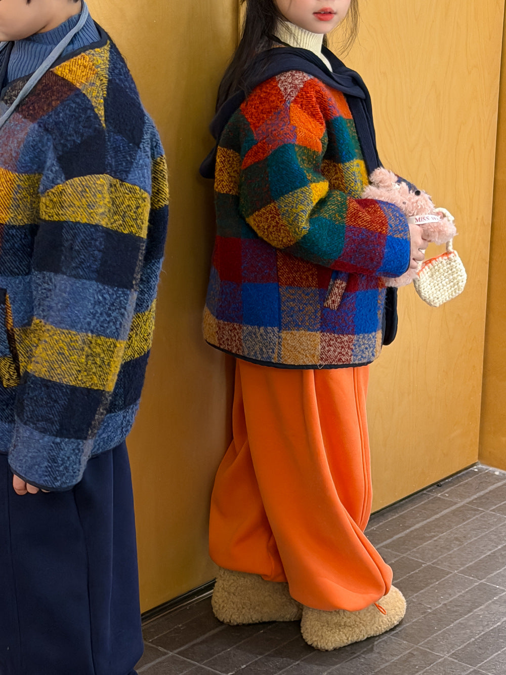 ショートコート・ジャケット・ジャンパー マドラスチェックノーカラージャケット カラフルブロックチェック アウター【mh0011873】