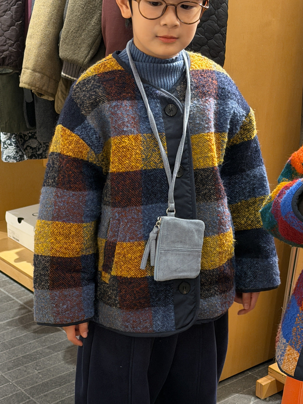 ショートコート・ジャケット・ジャンパー マドラスチェックノーカラージャケット カラフルブロックチェック アウター【mh0011873】