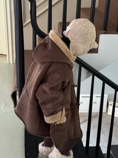 ショートコート・ジャケット・ジャンパー フェイクムートンコート 裏ボアフリース ダッフルジャケット【mh0011875】