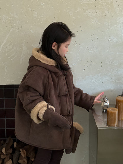 ショートコート・ジャケット・ジャンパー フェイクムートンコート 裏ボアフリース ダッフルジャケット【mh0011875】
