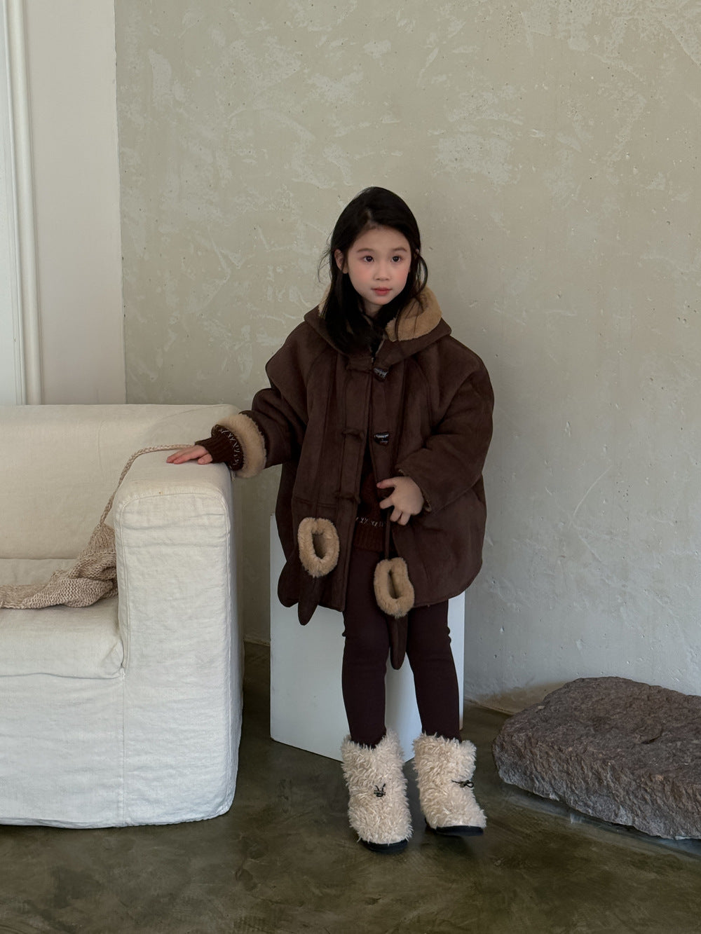 ショートコート・ジャケット・ジャンパー フェイクムートンコート 裏ボアフリース ダッフルジャケット【mh0011875】