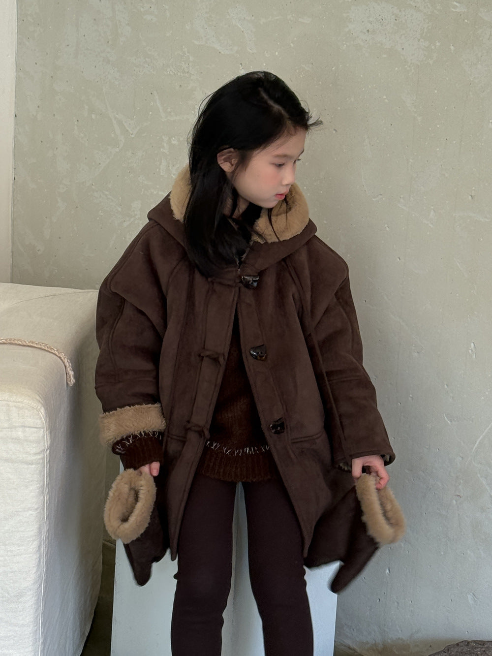 ショートコート・ジャケット・ジャンパー フェイクムートンコート 裏ボアフリース ダッフルジャケット【mh0011875】