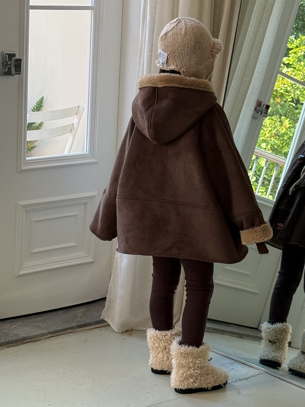 ショートコート・ジャケット・ジャンパー フェイクムートンコート 裏ボアフリース ダッフルジャケット【mh0011875】