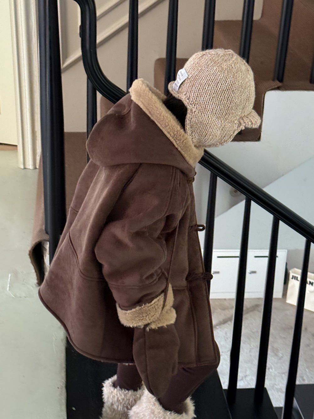 ショートコート・ジャケット・ジャンパー フェイクムートンコート 裏ボアフリース ダッフルジャケット【mh0011875】