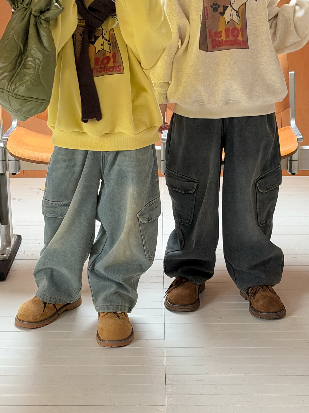 デニムパンツ デニムカーゴパンツ 裏フリース ボーイフレンドストレート ポケット ジーンズ【mh0011876】