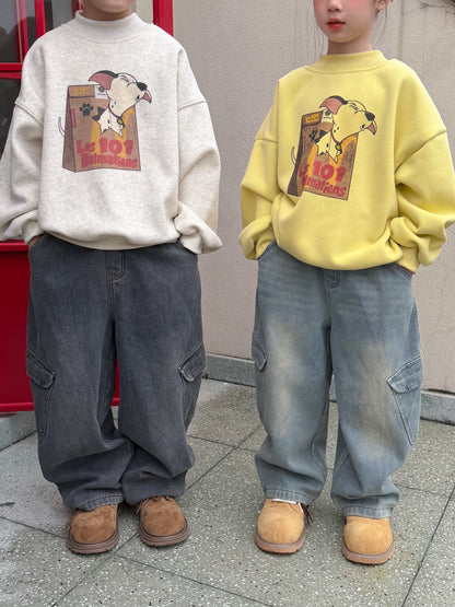 デニムパンツ デニムカーゴパンツ 裏フリース ボーイフレンドストレート ポケット ジーンズ【mh0011876】