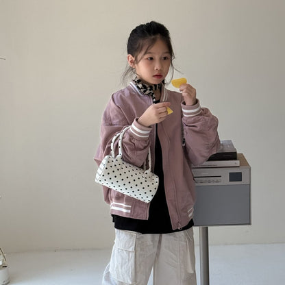 ショートコート・ジャケット・ジャンパー Pink / 90cm アルファベット柄長袖ベースボールジャケット ルーズフィットジップアップブルゾン【mh0010765】