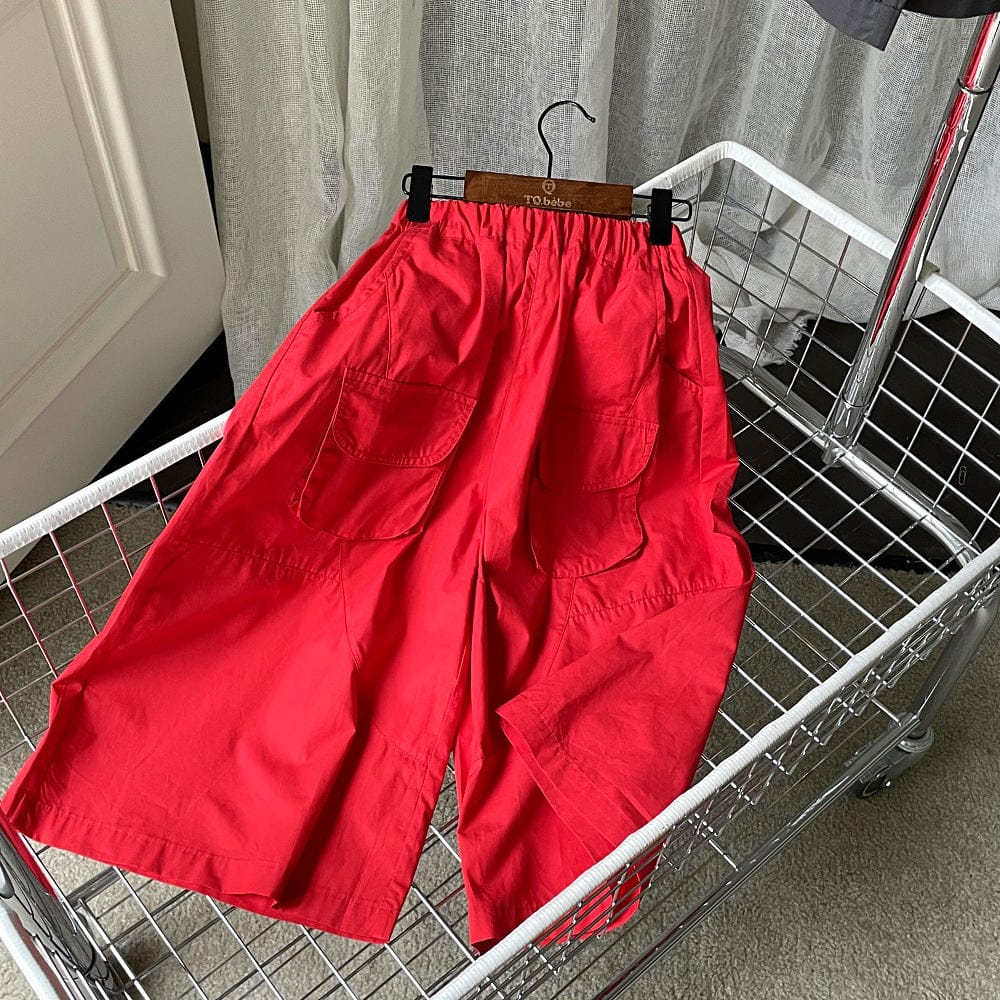 ロングパンツ・スウェットパンツ Red / 90cm フラップポケットワイドルーズロングパンツ【mh0010050】