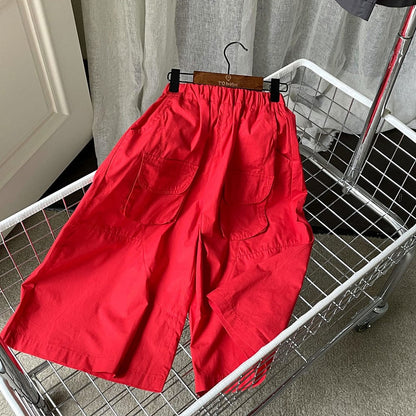 ロングパンツ・スウェットパンツ Red / 90cm フラップポケットワイドルーズロングパンツ【mh0010050】