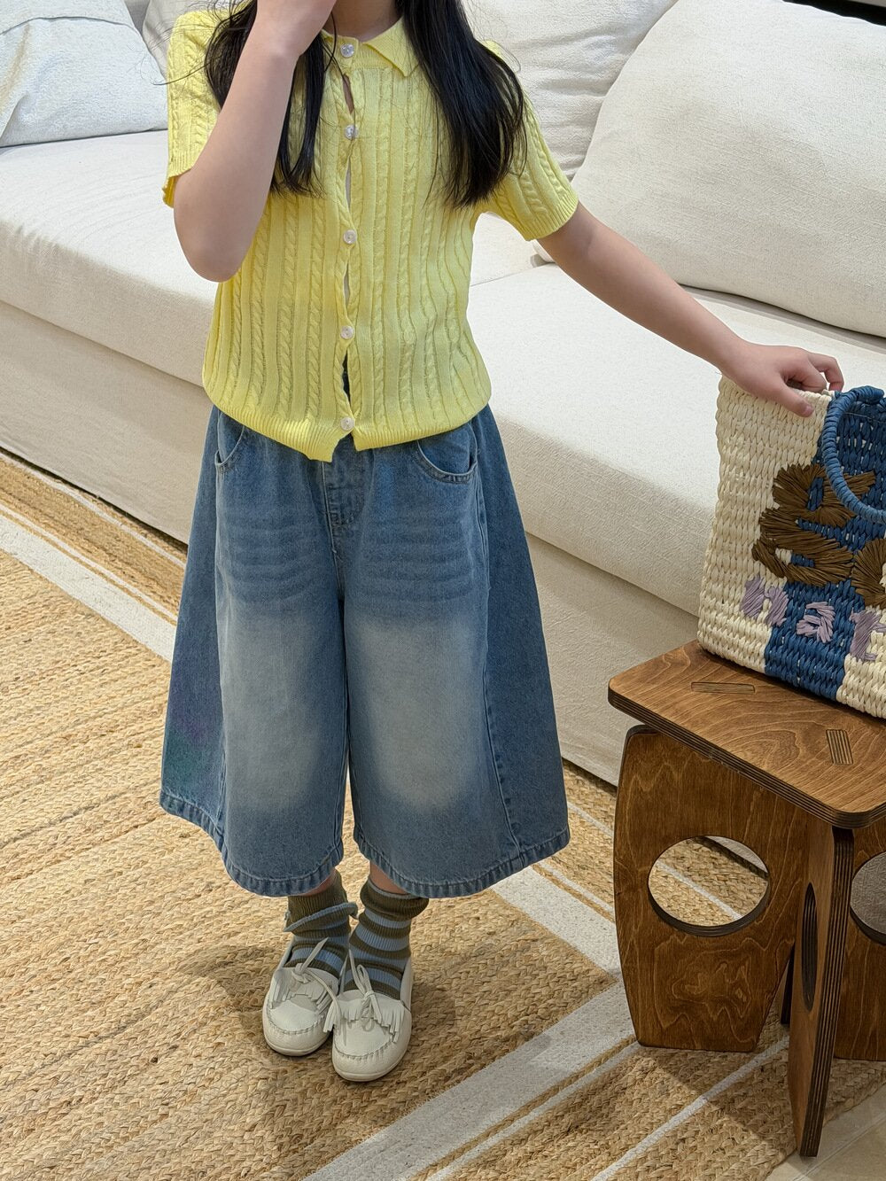 デニムパンツ Retro Denim Soft Wide Leg Pants レトロソフトデニムワイドパンツ【mh0012105】