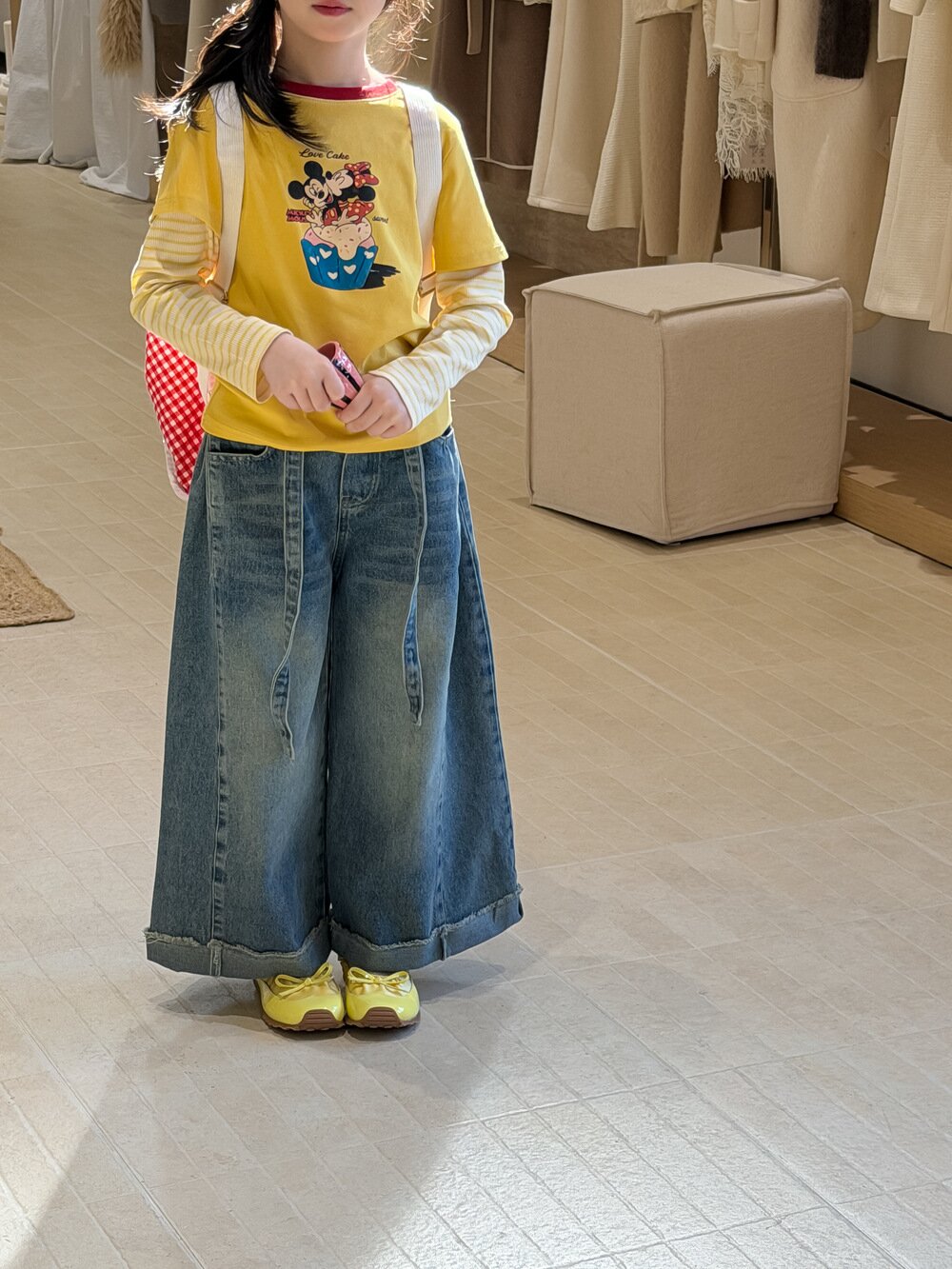 デニムパンツ Retro Folded Wide Leg Jeans レトロタックワイドデニムパンツ【mh0012103】
