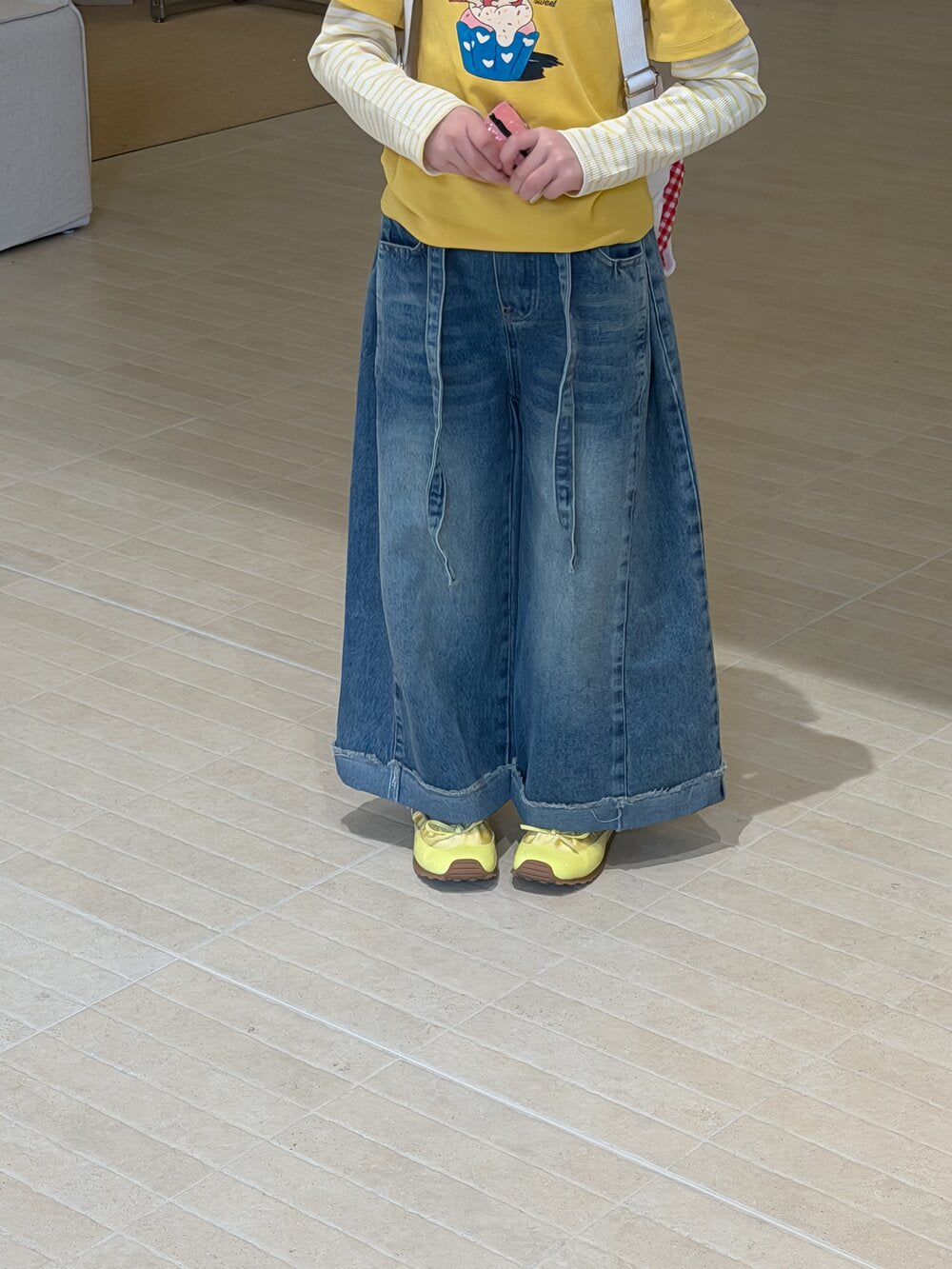 デニムパンツ Retro Folded Wide Leg Jeans レトロタックワイドデニムパンツ【mh0012103】
