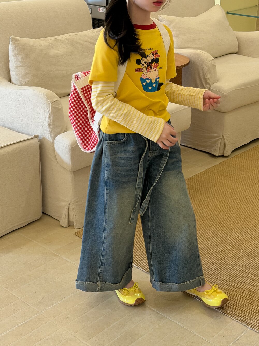 デニムパンツ Retro Folded Wide Leg Jeans レトロタックワイドデニムパンツ【mh0012103】