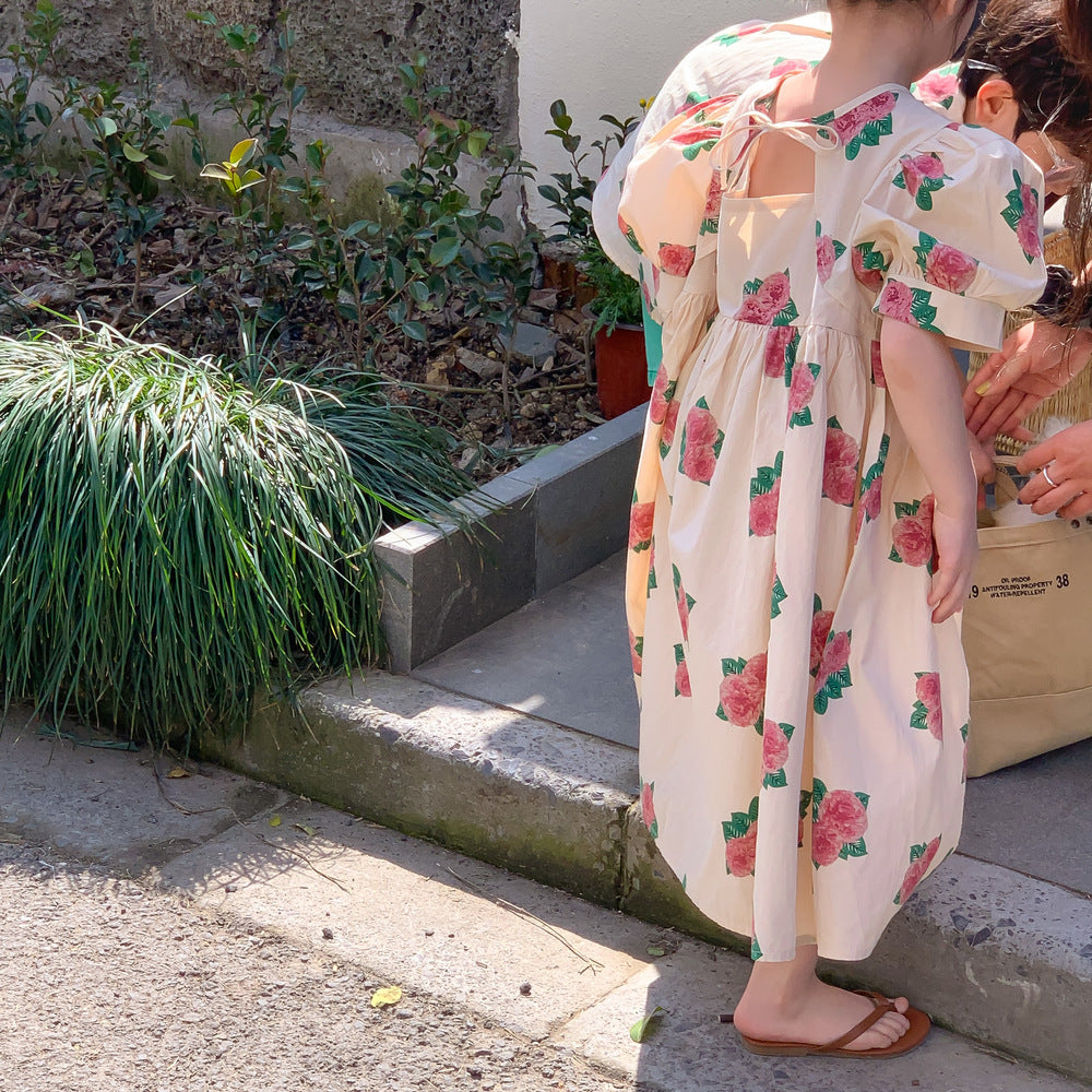 半袖ワンピース Short Sleeve Peony Print Set Up パフスリーブ ペオニー柄 セットアップ【mh0012250】
