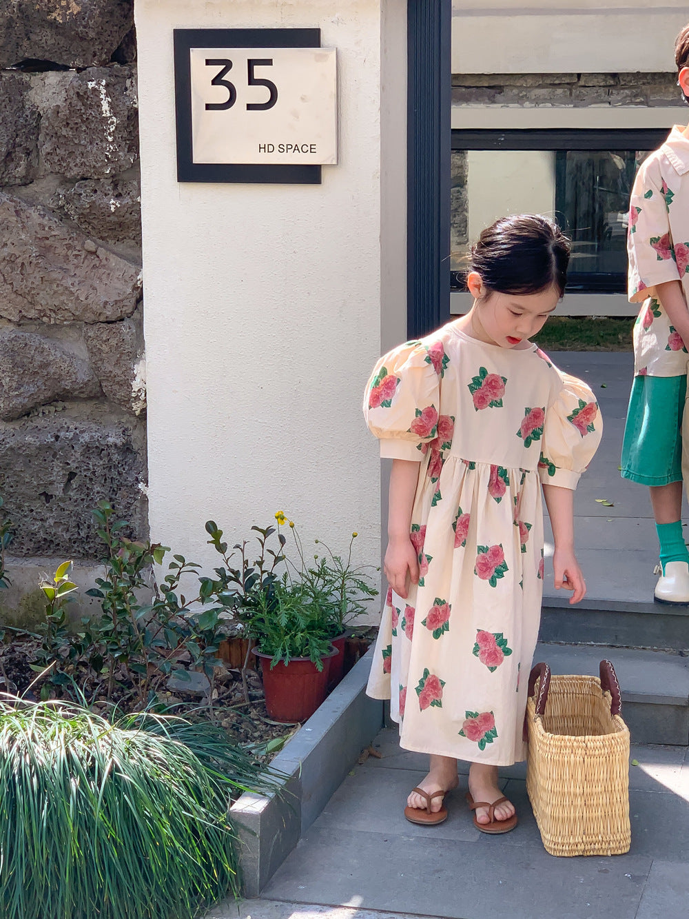 半袖ワンピース Short Sleeve Peony Print Set Up パフスリーブ ペオニー柄 セットアップ【mh0012250】