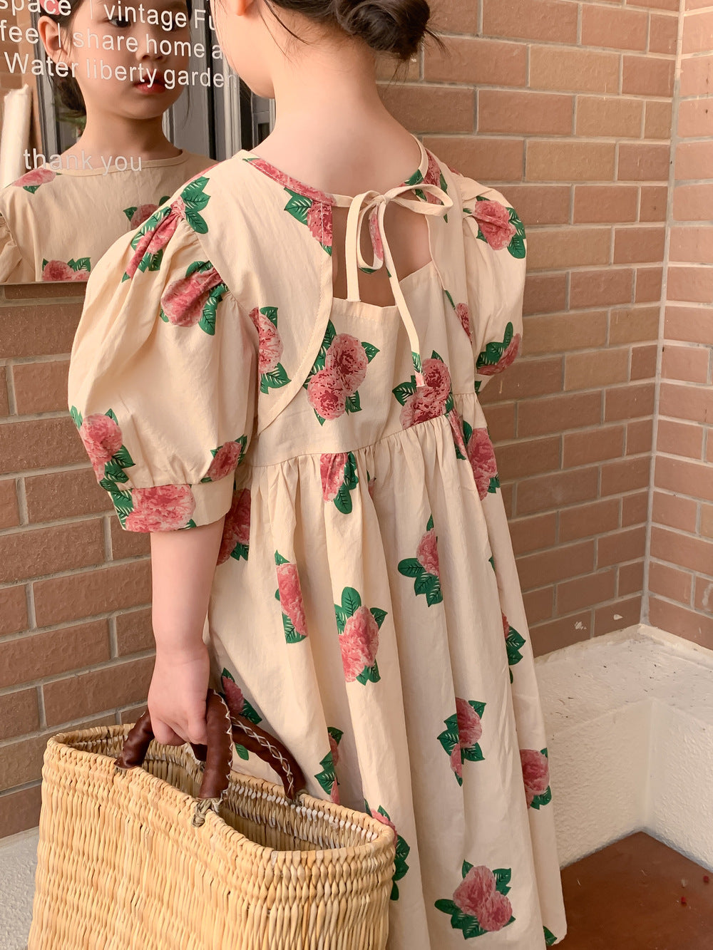 半袖ワンピース Short Sleeve Peony Print Set Up パフスリーブ ペオニー柄 セットアップ【mh0012250】