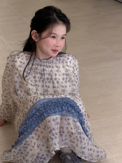長袖ワンピース Spliced Lace Puff Sleeve Dress レース切替パフスリーブワンピース【mh0012104】