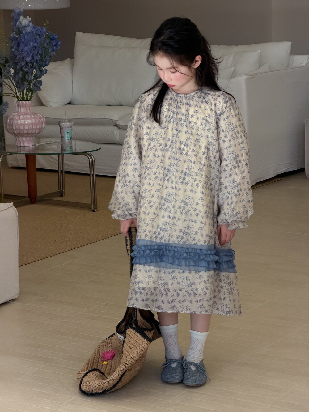 長袖ワンピース Spliced Lace Puff Sleeve Dress レース切替パフスリーブワンピース【mh0012104】