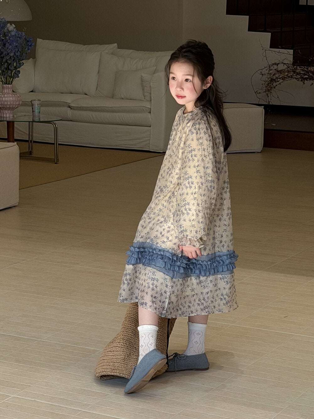 長袖ワンピース Spliced Lace Puff Sleeve Dress レース切替パフスリーブワンピース【mh0012104】