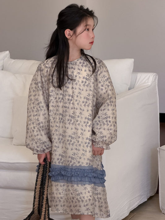 長袖ワンピース Spliced Lace Puff Sleeve Dress レース切替パフスリーブワンピース【mh0012104】