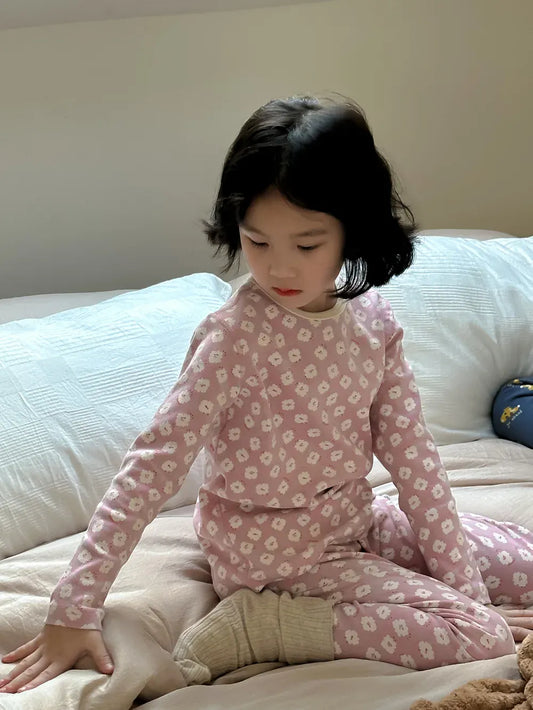 長袖パジャマ キッズパジャマセット プリント長袖Tシャツ+ロングパンツ 4カラー【mh0006862】