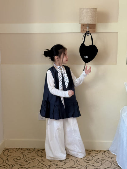 ノースリーブセットアップ サイドリボンドロストノースリーブチュニックブラウス/インナー長袖Tシャツ【mh0010758】