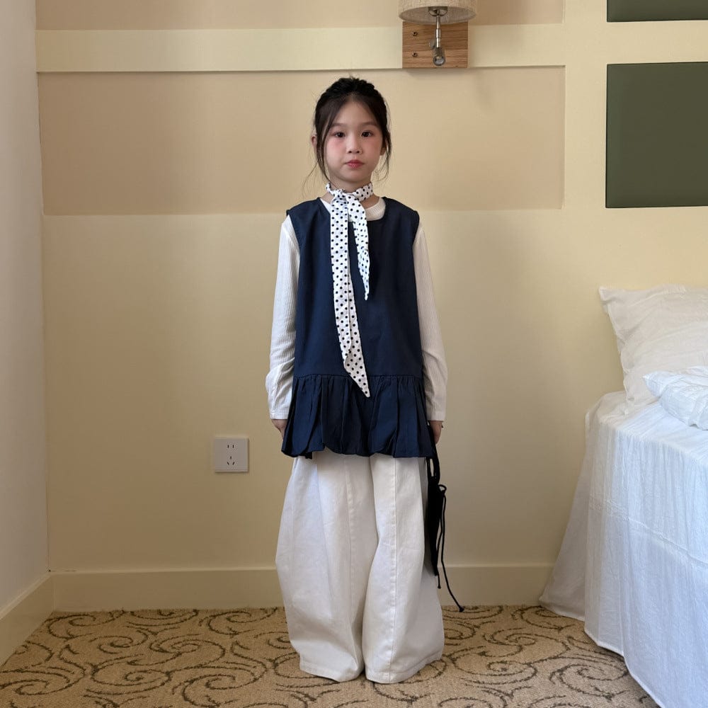 ノースリーブセットアップ サイドリボンドロストノースリーブチュニックブラウス/インナー長袖Tシャツ【mh0010758】