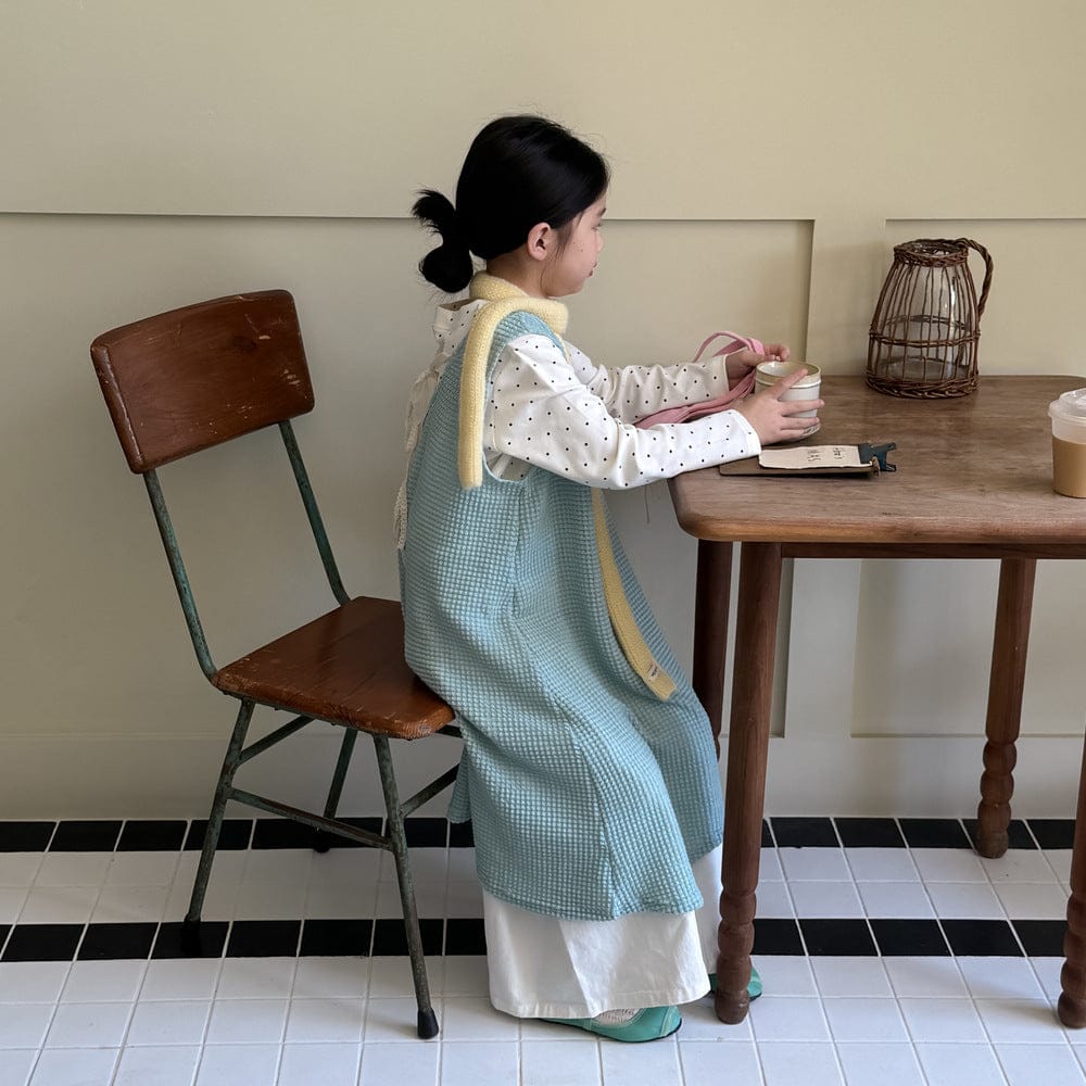 長袖セットアップ 無地メッシュノースリーブワンピース/長袖インナーTシャツ レイヤード用変形トップス【mh0010785】