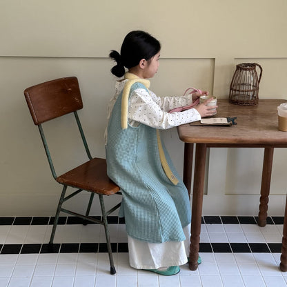 長袖セットアップ 無地メッシュノースリーブワンピース/長袖インナーTシャツ レイヤード用変形トップス【mh0010785】