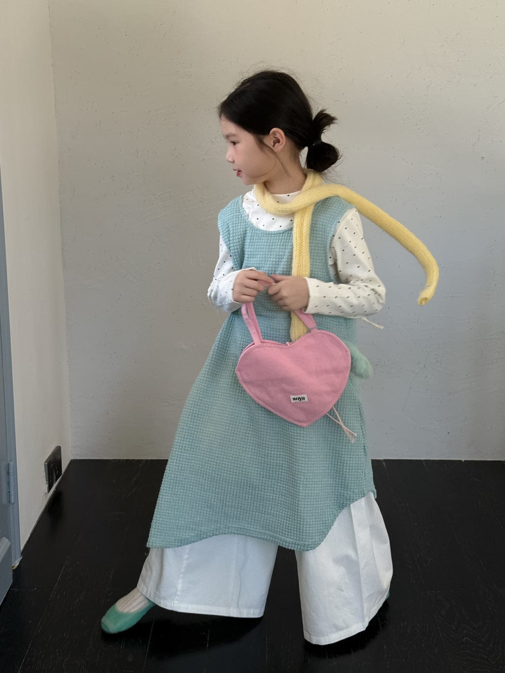 長袖セットアップ 無地メッシュノースリーブワンピース/長袖インナーTシャツ レイヤード用変形トップス【mh0010785】