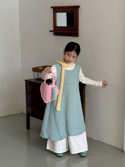 長袖セットアップ 無地メッシュノースリーブワンピース/長袖インナーTシャツ レイヤード用変形トップス【mh0010785】