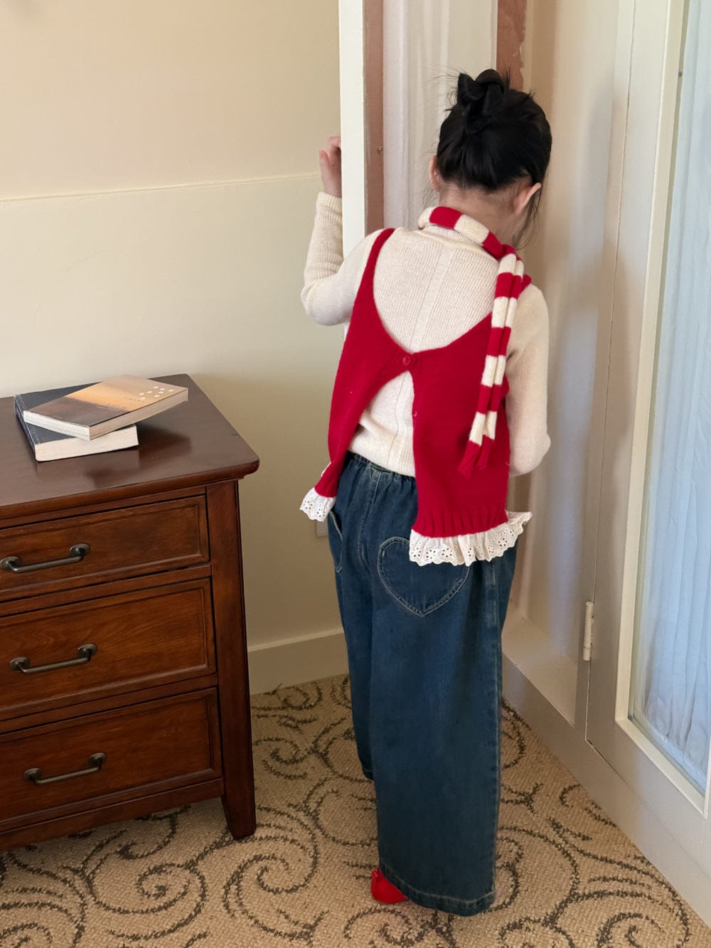 ベスト レイヤードレースタンクトップ ニットベスト/インナー長袖Tシャツ【mh0010956】