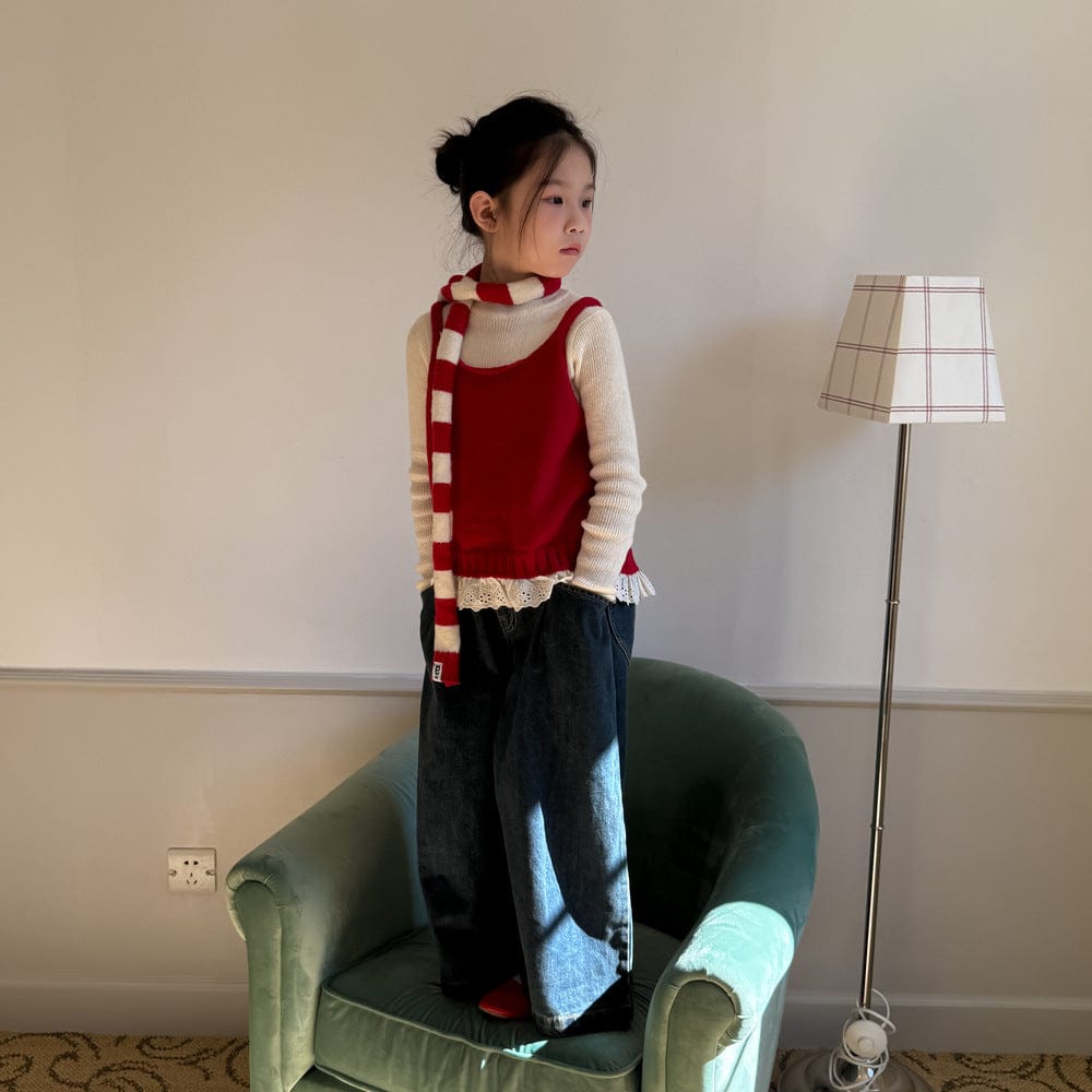 ベスト レイヤードレースタンクトップ ニットベスト/インナー長袖Tシャツ【mh0010956】